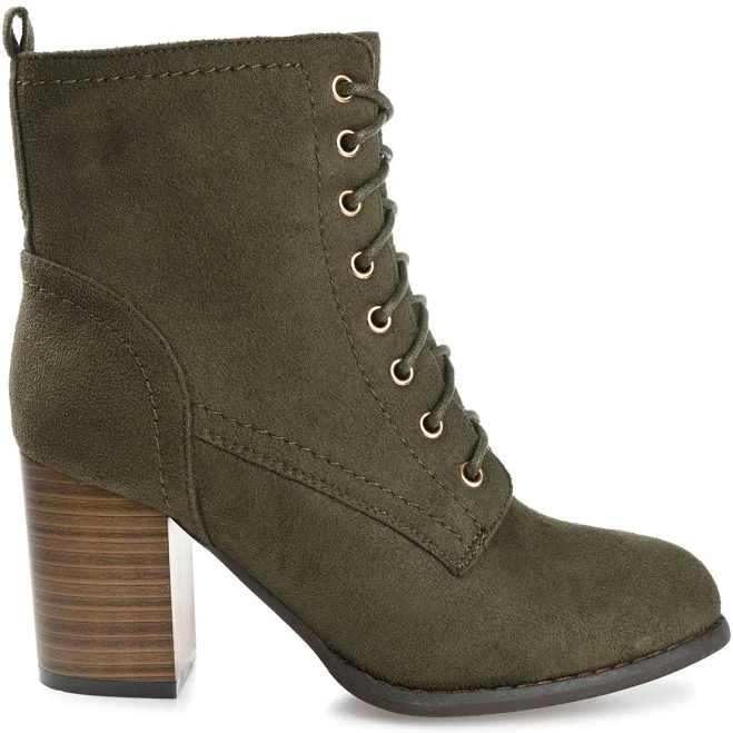 shoes Journee Collection Women's Baylor Stacked Heel Booties Famous Footwear $62.99