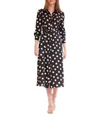 dress Julia Jordan Polka Dot 3/4 Sleeve Belted Midi Shirt Dress Dillard's $149