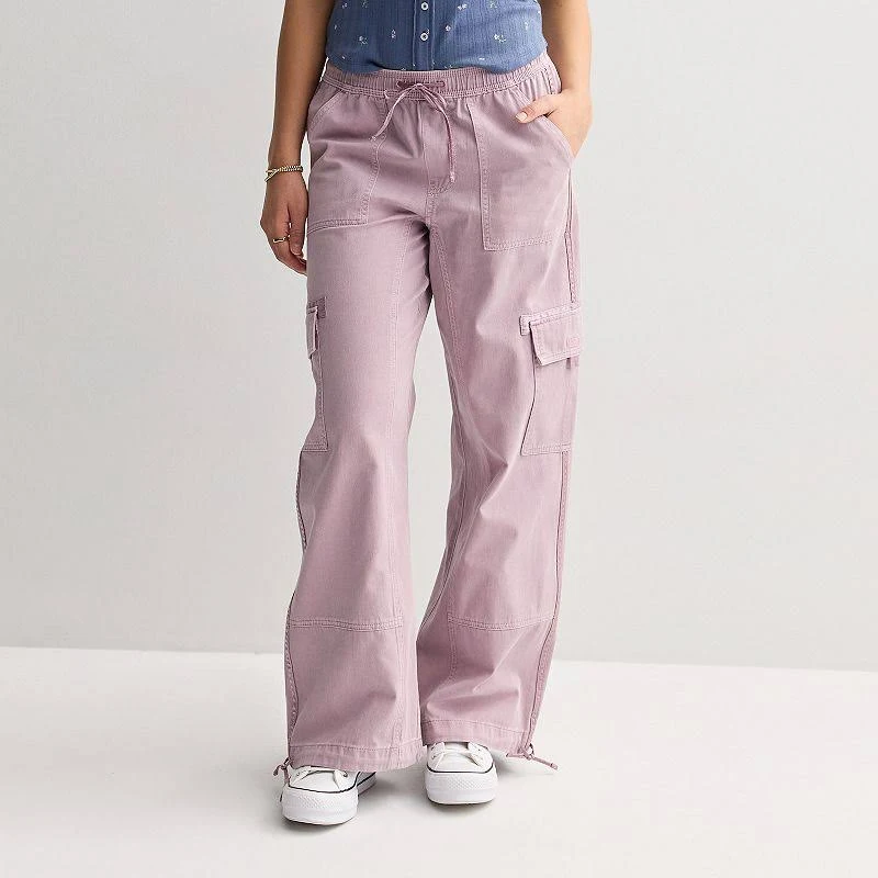 cargo pants Juniors' SO High Rise Satin Trim Baggy Cargo Pants, Girl's, Size: Large, Lilac Magic Kohl's $39.99