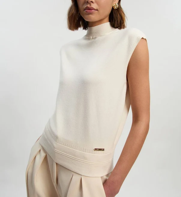 top Karen Millen Women's Viscose Blend High Neck Knitted Tank Top Karen Millen USA $55.3