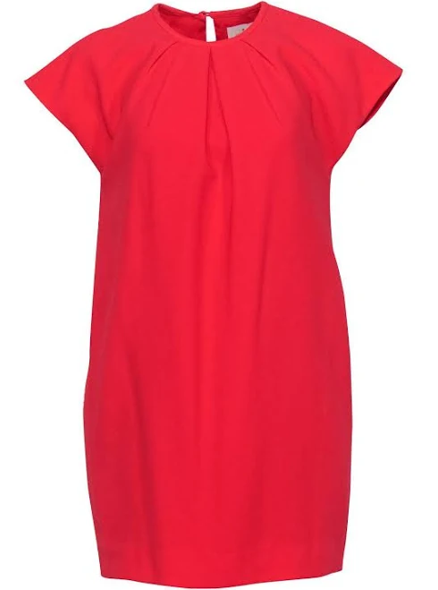 dress Kate Spade - Bright Coral Cap Sleeve Shift Dress w/ Pleated Neckline Sz 0 Current Boutique $44.97