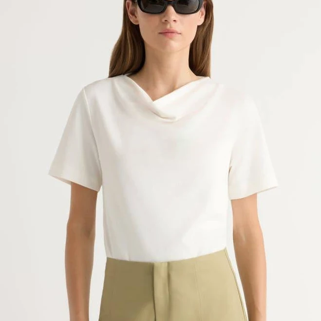 cowl neck top Kendra Organic Cotton Cowl-Neck Tee Nordstrom $88