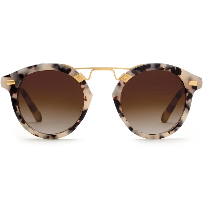 accessory Krewe STL II Oversize Round Sunglasses with Double Gold Bar KREWE $375
