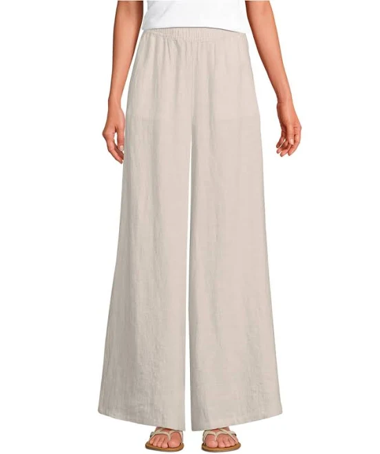 trousers Lands' End Women's Linen High Rise Palazzo Pants Macy's $73.47