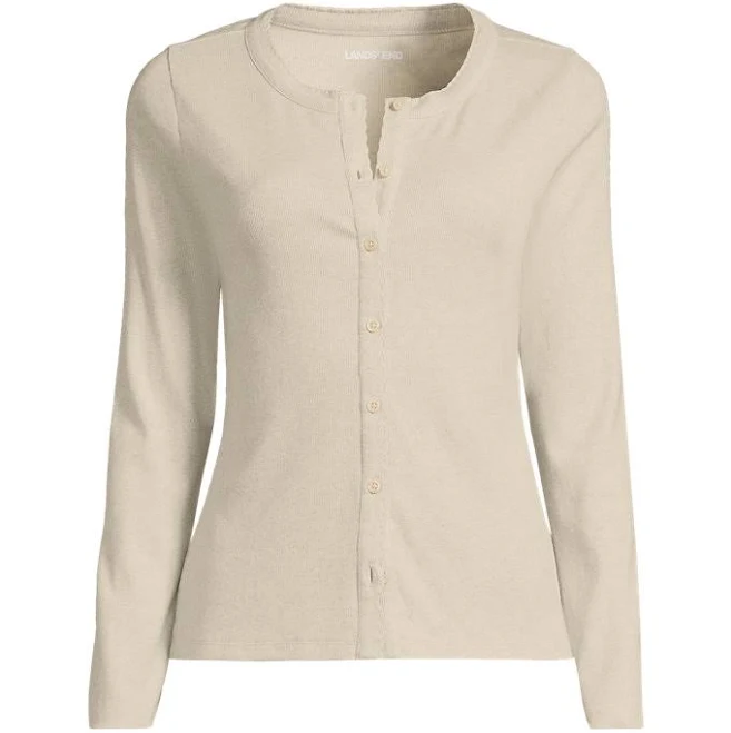outerwear Lands' End Women's Long Sleeve Micro Rib Button Through Cardigan Lands' End $24.97