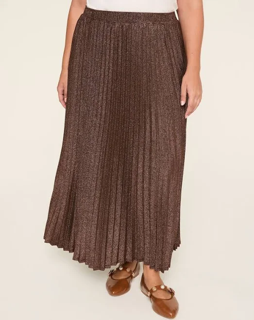 bottom Lane Bryant Plus Size Pleated Metallic Knit Maxi Skirt Lane Bryant $22.98