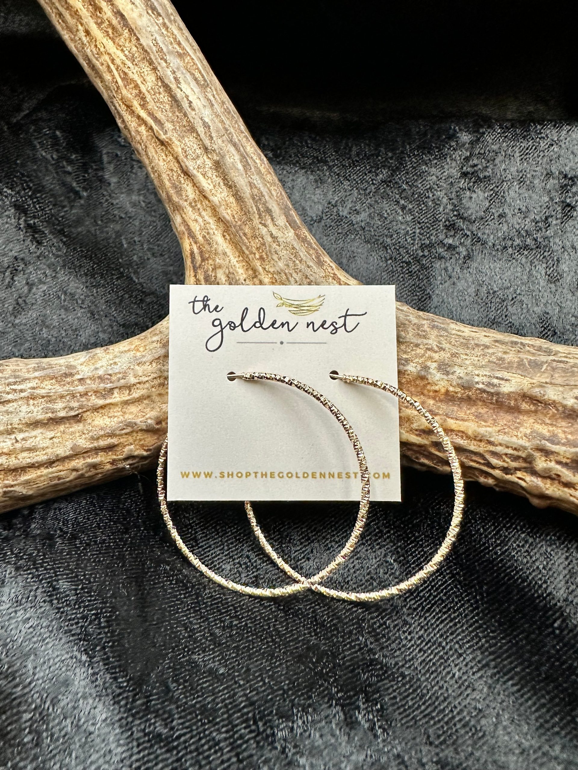 accessory Large Gold Etched Hoop Earrings The Golden Nest $15