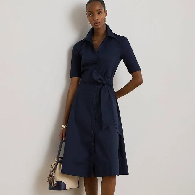 dress Lauren Women's Ralph Lauren Belted Cotton Blend Shirtdress Ralph Lauren $155