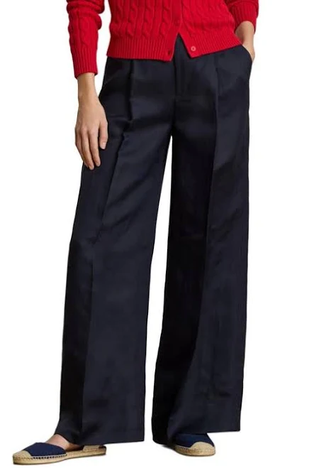 pants Lauren Women's Ralph Lauren Linen Blend Twill Wide Leg Pants Nordstrom $195