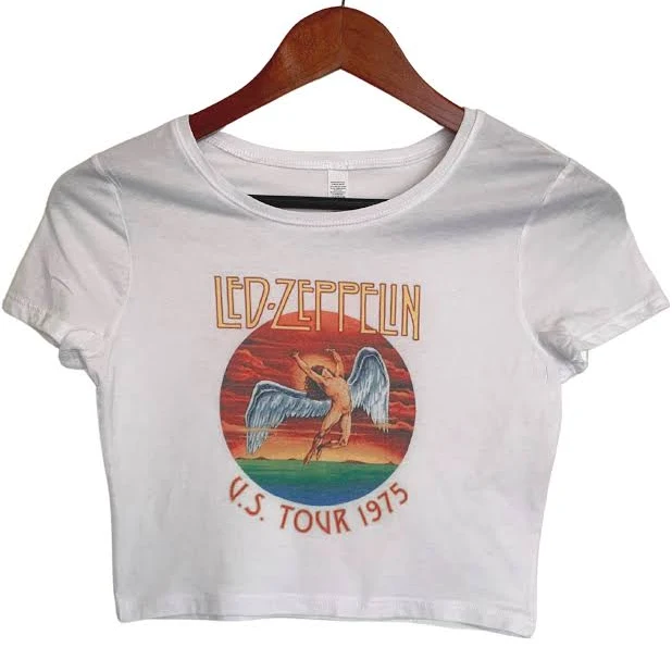 top LED Zeppelin Distressed Crop Top Etsy - CMDyed $26.99