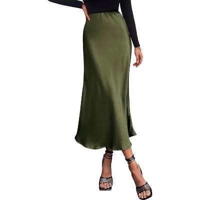 skirt LEVEN Sixteen Women's High Waist A-Line Satin Midi Skirt Target $94.99