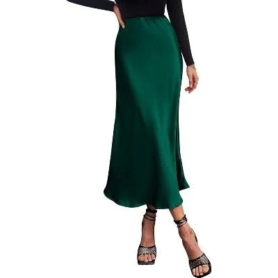 bottoms LEVEN Sixteen Women's High Waist A-Line Satin Midi Skirt Target $99.99