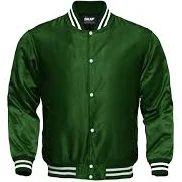 outerwear Light Weight Satin Bomber Varsity Jacket - Forest Green Skaf Impex $69.99