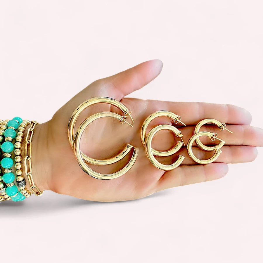 accessory Lightweight Minimalist Chunky Gold Filled Hoop Earrings Etsy - AshleyNicoleByJulie $26