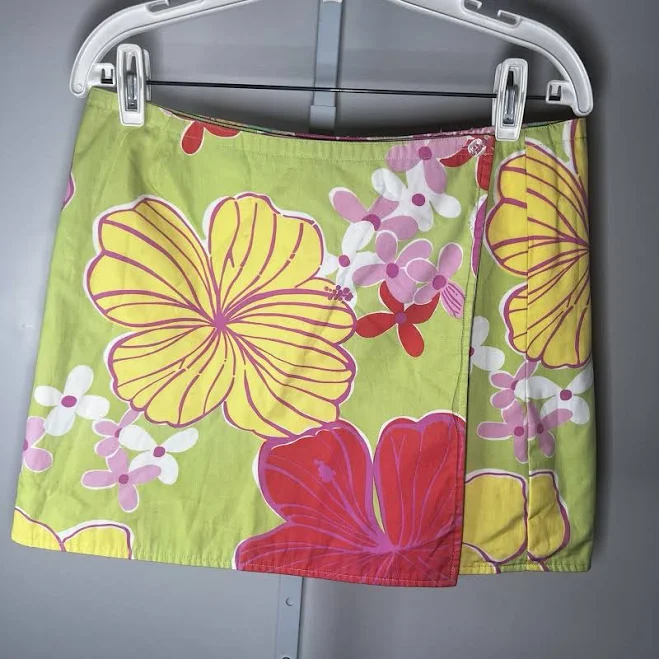 skirt Lilly Pulitzer Vintage Reversible Floral Lime Green Pink Wrap Mini eBay $47