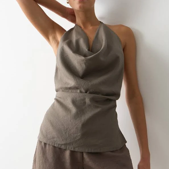 cowl neck crop top Linen Blend Cowl Neck Blouse Glassons $19.99