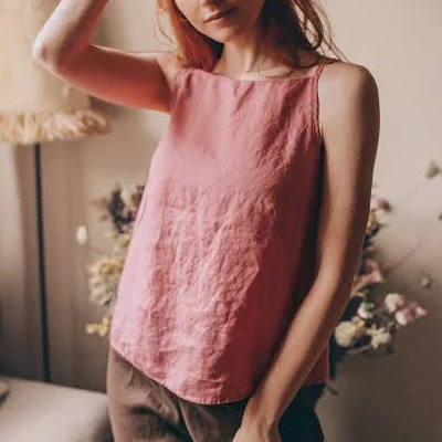 top Linen Boat Neck Top VisibleArt $68