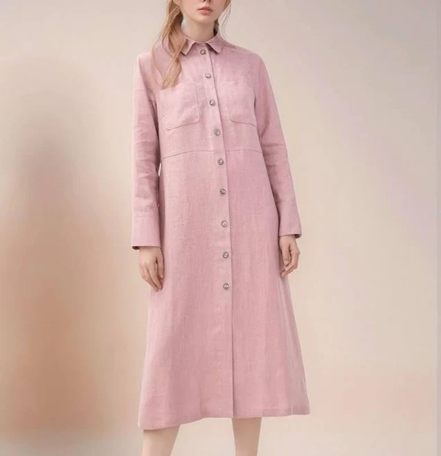 dress Linen Button Down Midi Dress with Long Sleeves Etsy - Seller $92.95