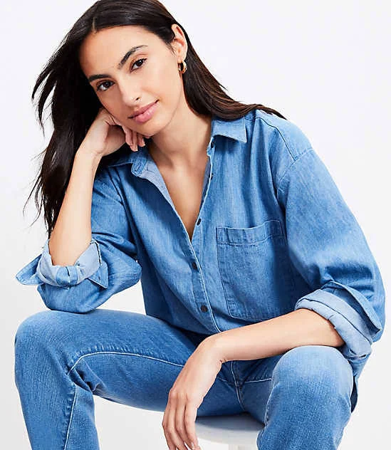 outerwear Loft Women's Oversized Chambray Shirt LOFT $20