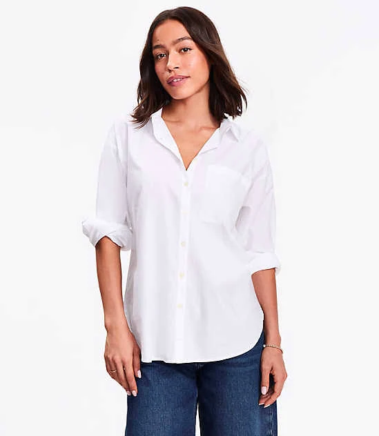 top Loft Women's Oversized Cotton Blend Shirt with Pocket LOFT $20