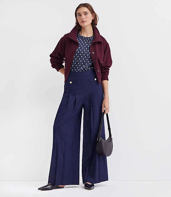 pants Loft Women's Pleated Ultra Wide Leg Twill Pants LOFT $28.44