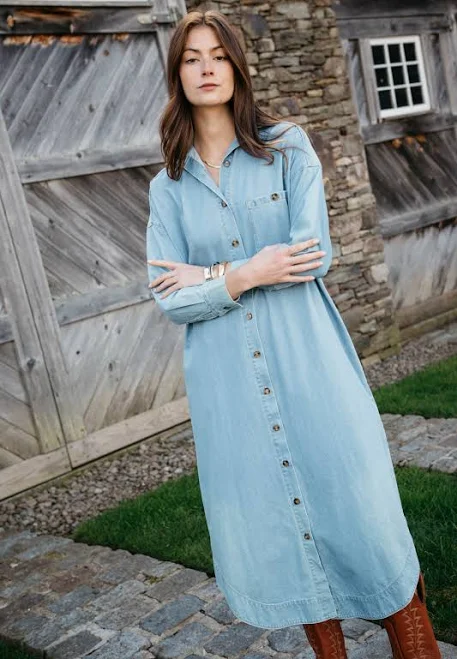 dress Long Sleeve Chambray Midi Dress Lady Captain $135