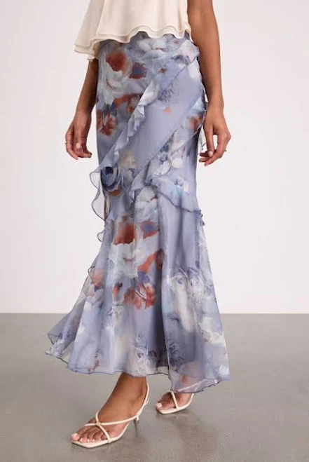 skirt Lulus Breelyn Floral Ruffled Midi Skirt Lulus $49