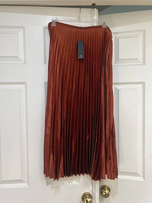 skirt Lulus Fashionable Burnt Orange Satin Pleated Midi Skirt. Modest Work eBay - maradk5589 $49