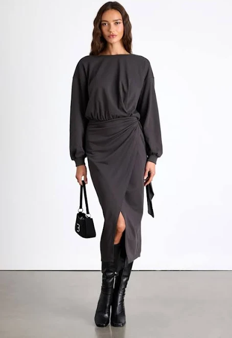 dress Lulus Jersey Knit Long Sleeve Wrap Midi Dress Lulus $30