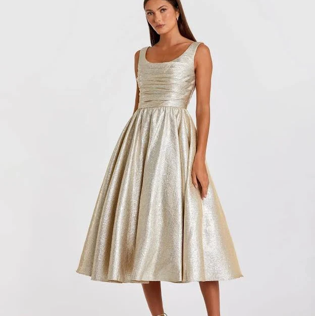 dress Mac Duggal Sleeveless Square Neck A-Line Tea Length Dress Mac Duggal $498