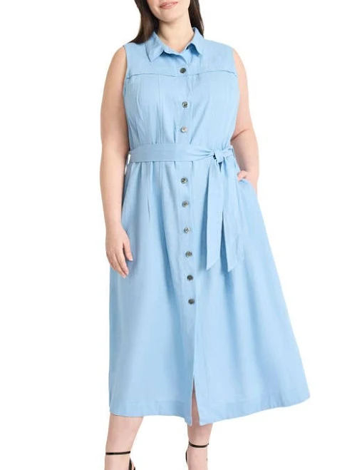 dress Maggy London Women's Tie Waist Sleeveless Maxi Shirtdress Nordstrom $158