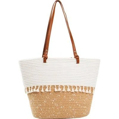 bag Magid Natural Cotton Woven & Faux Leather Fringe Shoulder Tote Target $29.99
