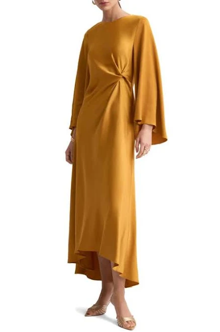 dress MANGO Women's Twist Flutter Sleeve Satin Dress Nordstrom $139.99