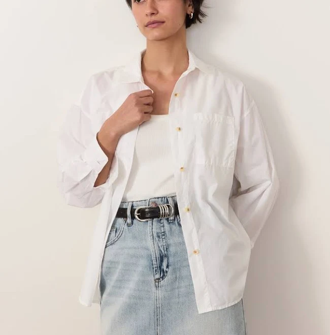 top Marine Layer Women's Gracey Oversized Poplin Shirt Marine Layer $58