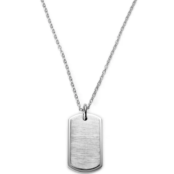 accessory Men's Cable Chain Necklace with ID Dog Tag Trendhim.com $44.9