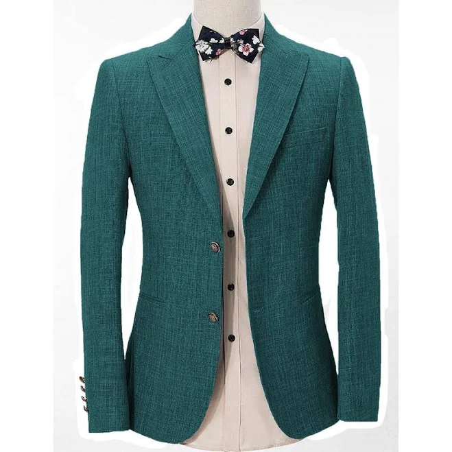 blazer Men's Regular Linen Peak Lapel Blazer Mens Event Wear $79