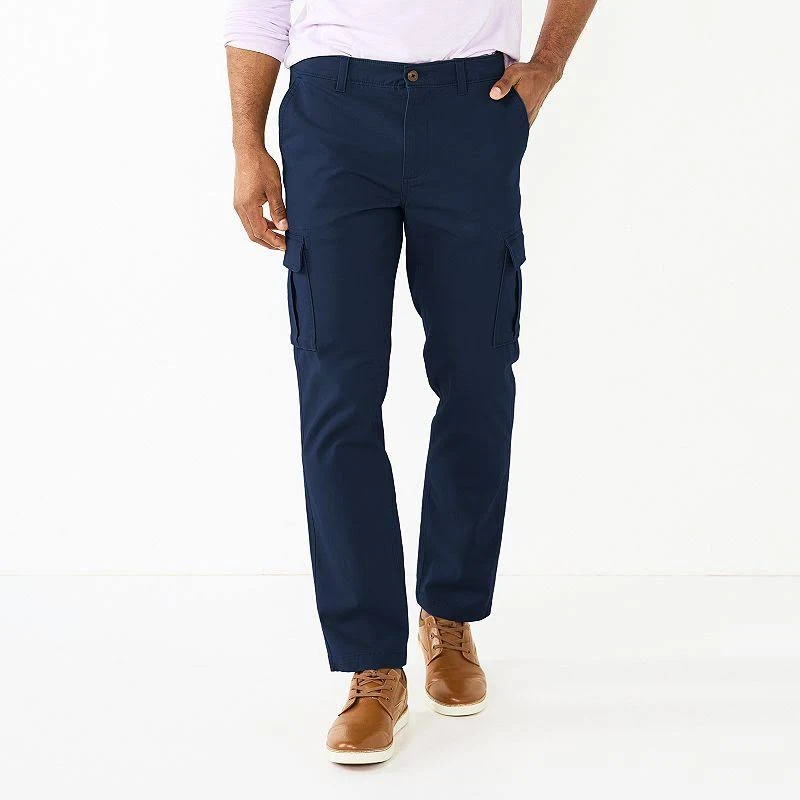 cargo pants Men's Sonoma Goods For Life Straight-Fit Flexwear Cargo Pants, Size: 36X30, Navy Kohl's $34.99