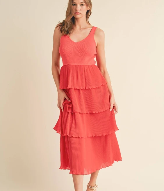 dress & Merci Pleated Tiered Midi Dress June Adel $66.99