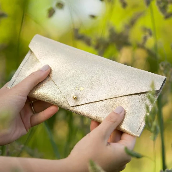 bag Metallic Leather Envelope Clutch Purse Etsy - studiolowen $39.69