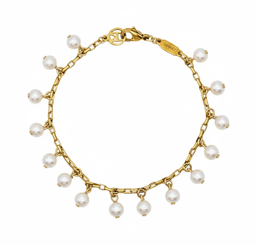 accessory Mhart 14K Gold Plated Pearl Charm Bracelet MHART $85