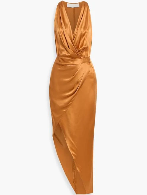 dress Michelle Mason Wrap-effect Silk-Satin Midi Dress THE OUTNET $230