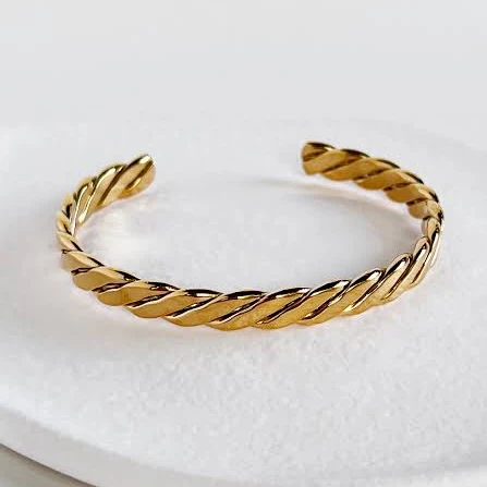 accessory Mila Textured Minimalist Braided Cuff Bangle Aurous Atelier $30.99