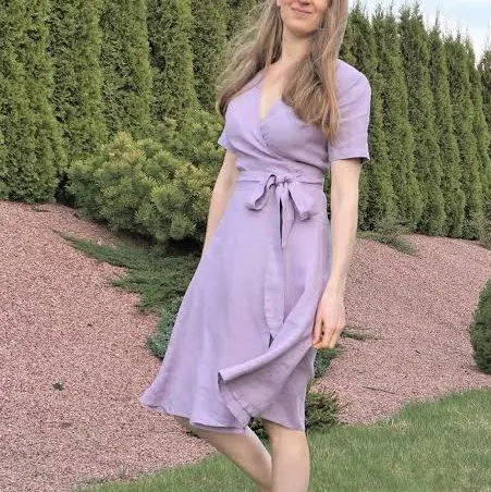 dress Minimalist Linen Wrap Midi Dress with Pockets Etsy - Seller $113.62