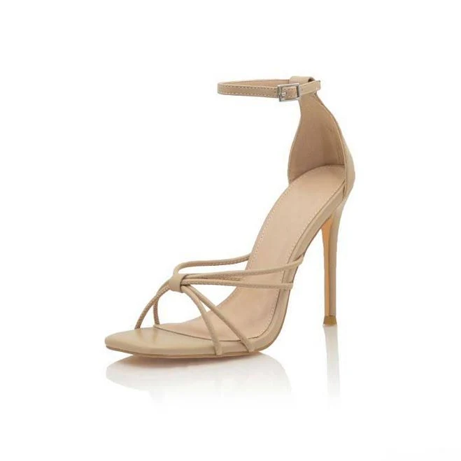 shoes Minimalist Strappy Ankle-Strap Stiletto Heel Sandals, Women's, Size: 8.5, Beige Kohl's $35