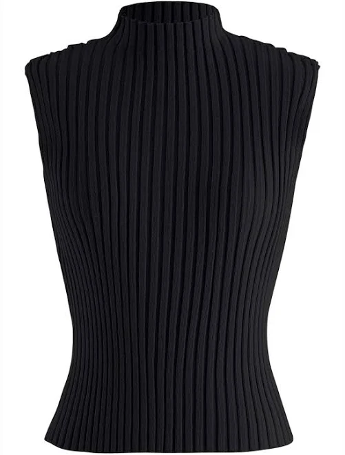 top Mock Neck Rib Knit Top Chicwish $29.9