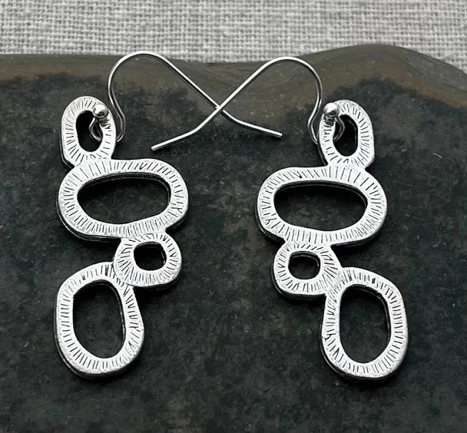 accessory Modern Geometric Dangle Silver Earrings Etsy - TigerFlowerJewelry $23.99