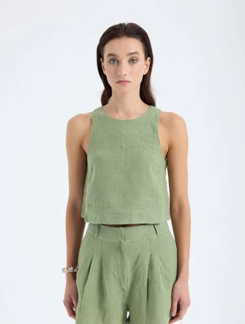 matching set Monlicia Lena Sleeveless Linen Crop Top Nordstrom $89