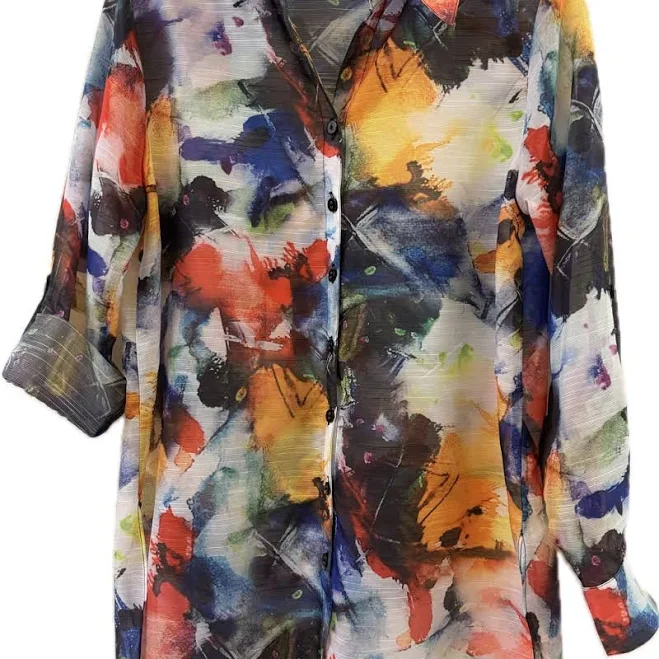 top Multicolor Abstract Print Women's Top | Color: Blue/Orange | Size: S | Cathyken's Closet Poshmark $25
