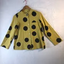 blouse Mustard Color Blouse with Large Black Polka dots - XS Size - nwot Poshmark $9