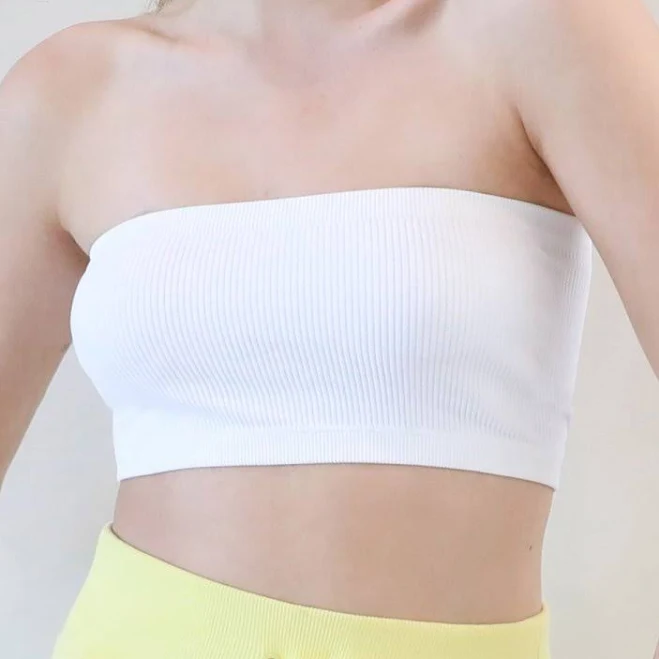 top Nikibiki Stretchy Nylon Ribbed Bandeau Top LISSA the shop $9.97